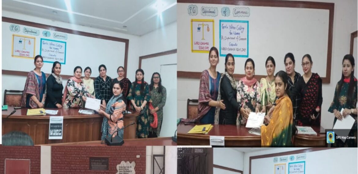 P.G Department of Commerce, Kamla Nehru College for women, Phagwara Celebrated ‘ World Consumer Rights Day’